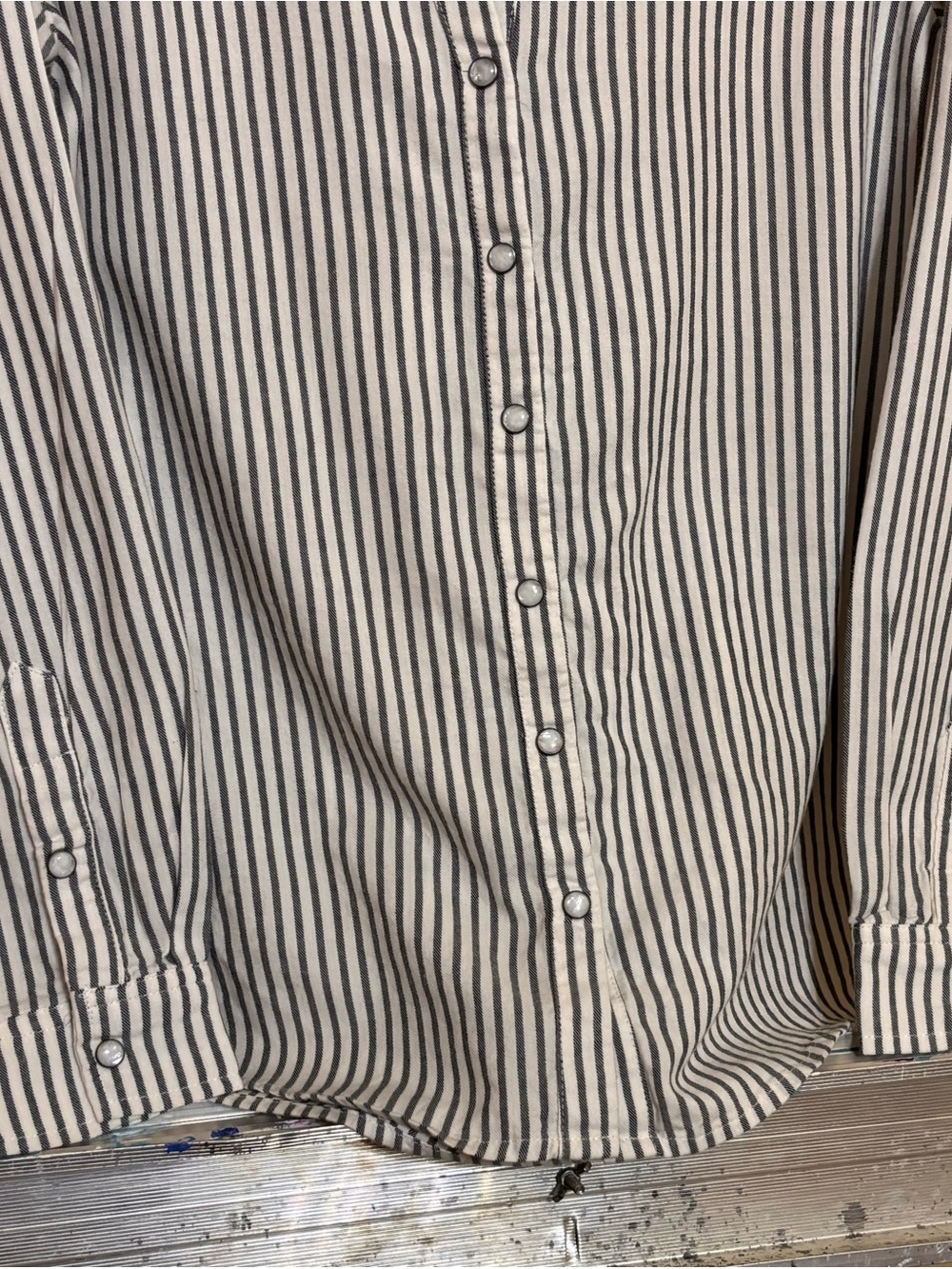 Knox Rose Blue & White Vertical Stripe Shirt-Blouse Sz Medium - Picture 4 of 7